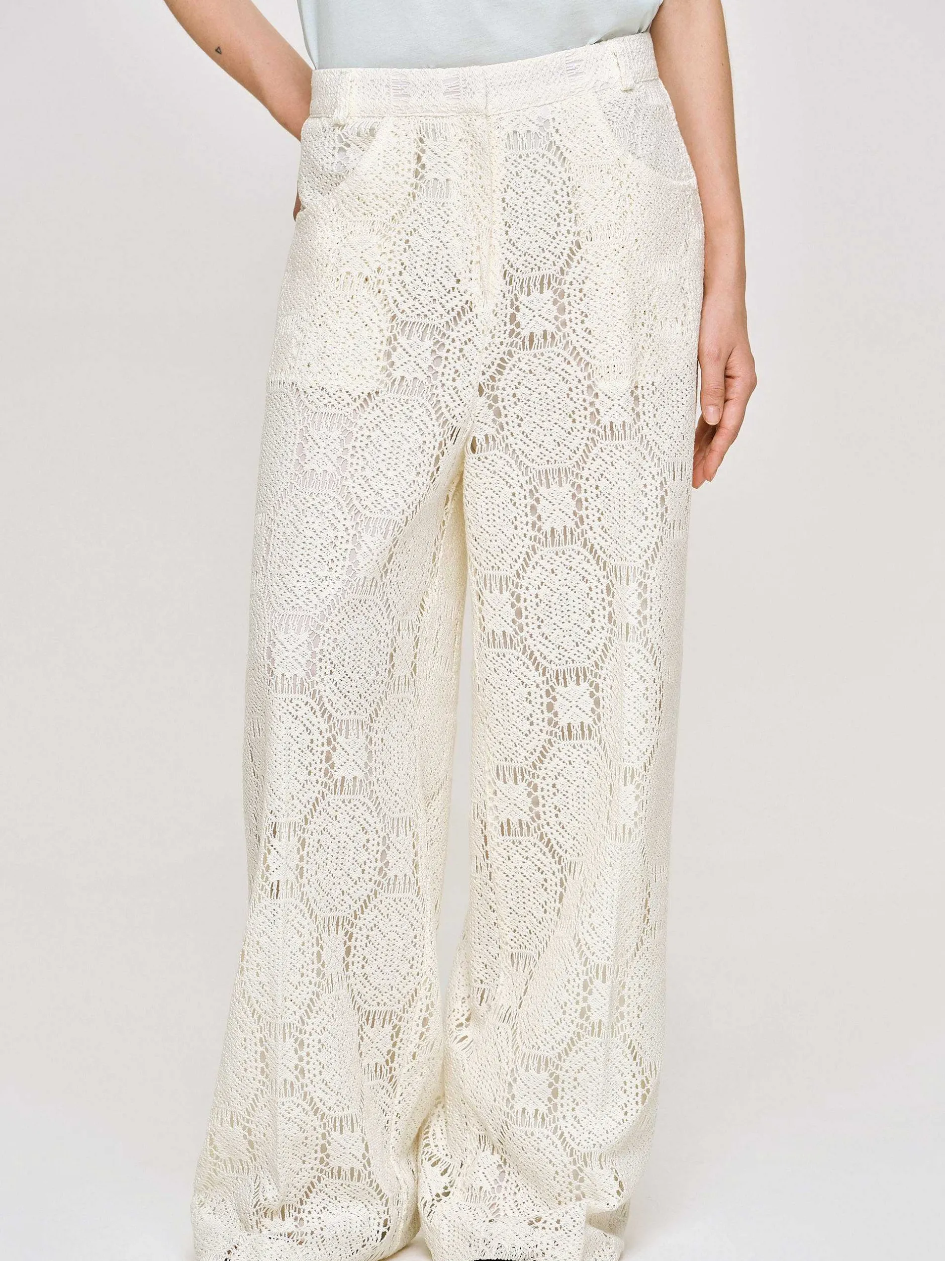 Frauen Source Unknown Kleidung<Weite Hakelhose Sevilla, Ecru