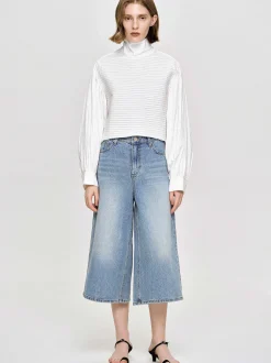 Frauen Source Unknown Denim<Weite, Verkurzte Jeans, Mittelblau