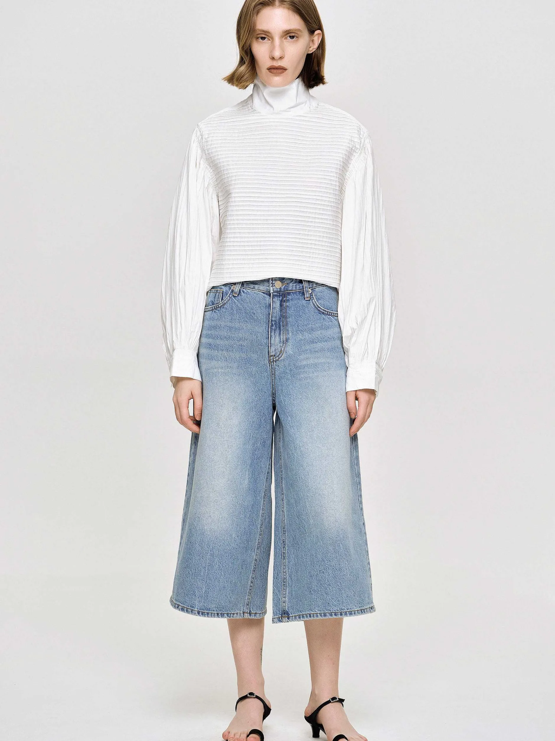 Frauen Source Unknown Kleidung<Weite, Verkurzte Jeans, Mittelblau