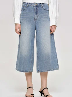 Frauen Source Unknown Kleidung<Weite, Verkurzte Jeans, Mittelblau