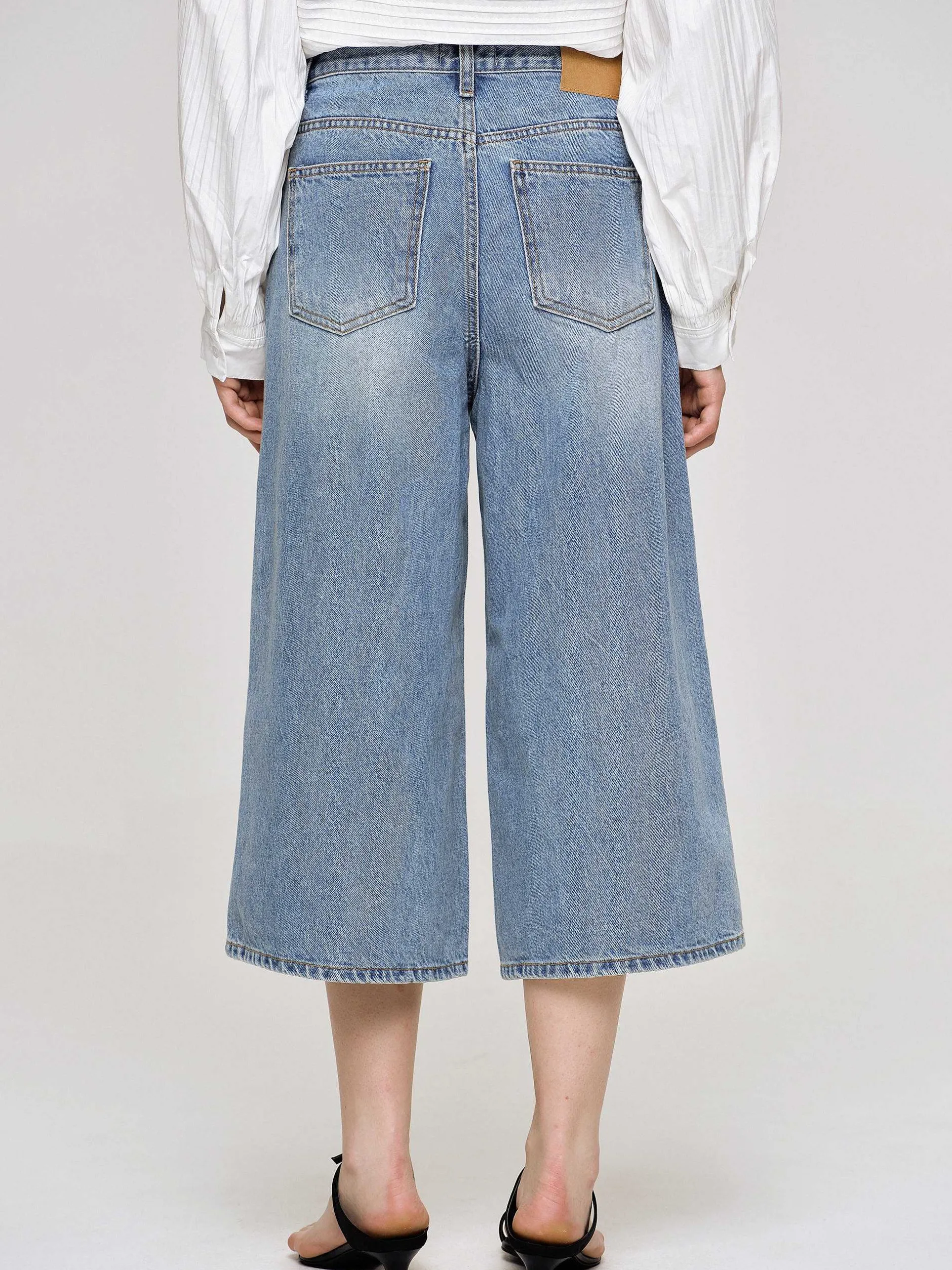 Frauen Source Unknown Kleidung<Weite, Verkurzte Jeans, Mittelblau