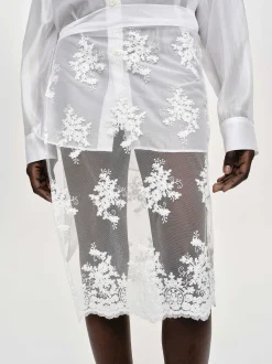 Frauen Source Unknown Kleidung<Wickelrock Mit Flora-Applikation, Weis