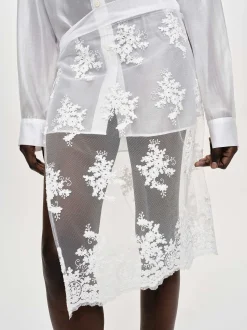 Frauen Source Unknown Kleidung<Wickelrock Mit Flora-Applikation, Weis