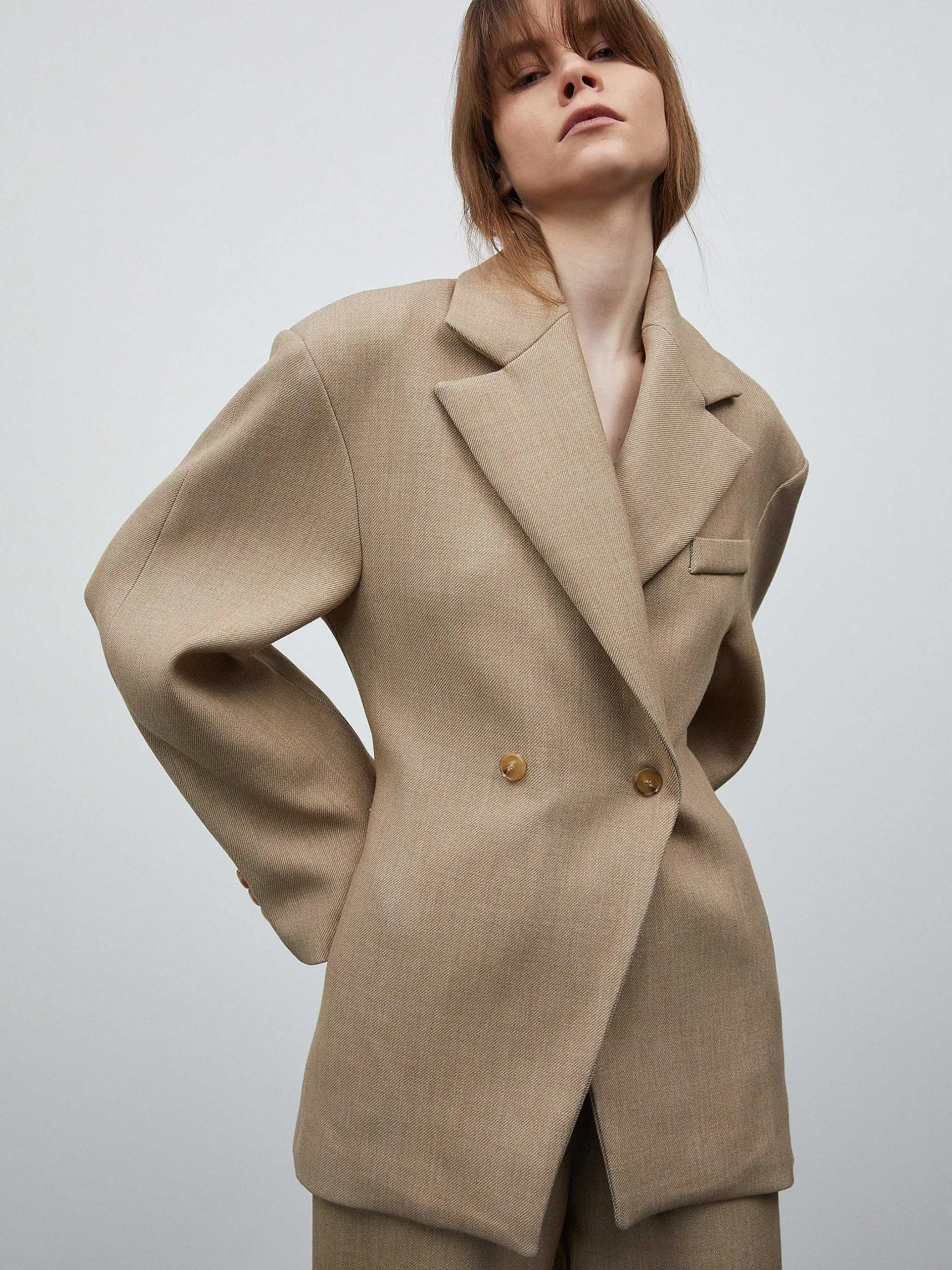 Frauen Source Unknown Oberbekleidung<Zweireihiger Blazer Mit Taillenbund Von Nangy,