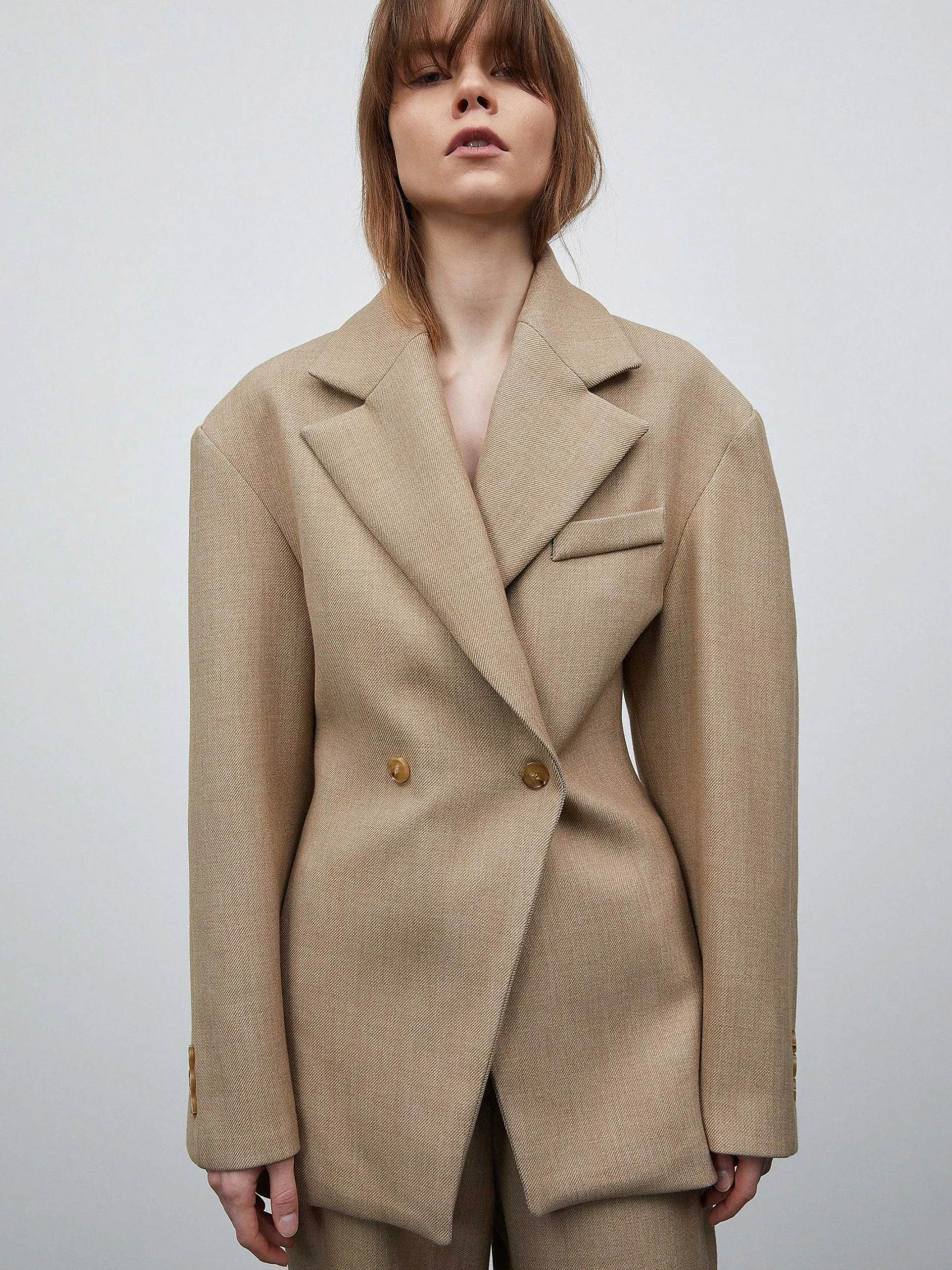 Frauen Source Unknown Oberbekleidung<Zweireihiger Blazer Mit Taillenbund Von Nangy,