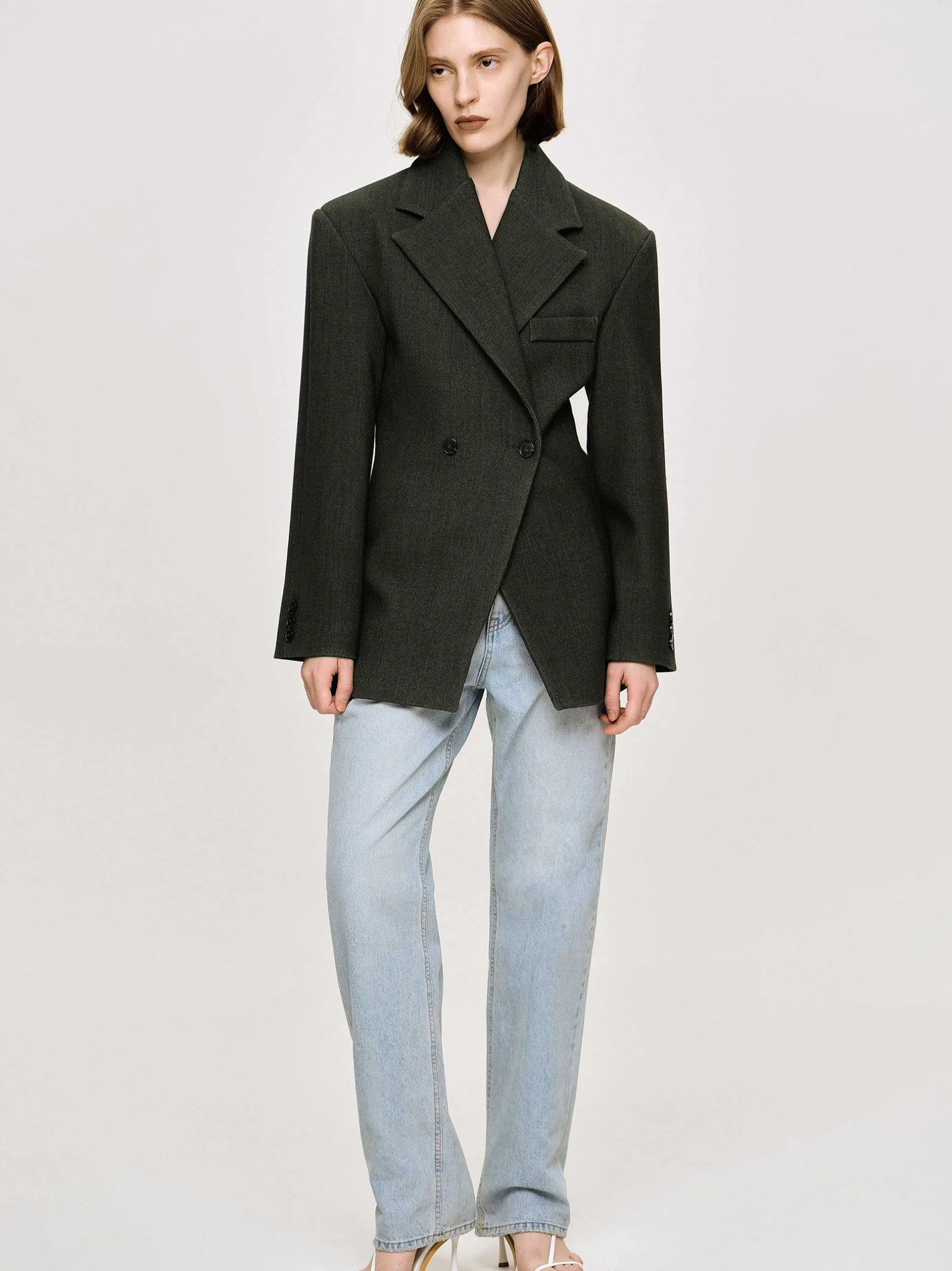 Frauen Source Unknown Oberbekleidung<Zweireihiger Blazer Mit Taillenbund Von Nangy,
