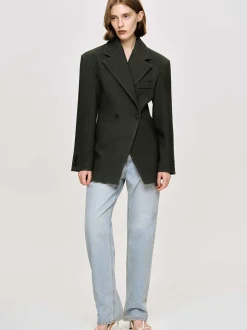 Frauen Source Unknown Kleidung<Zweireihiger Blazer Mit Taillenbund Von Nangy,
