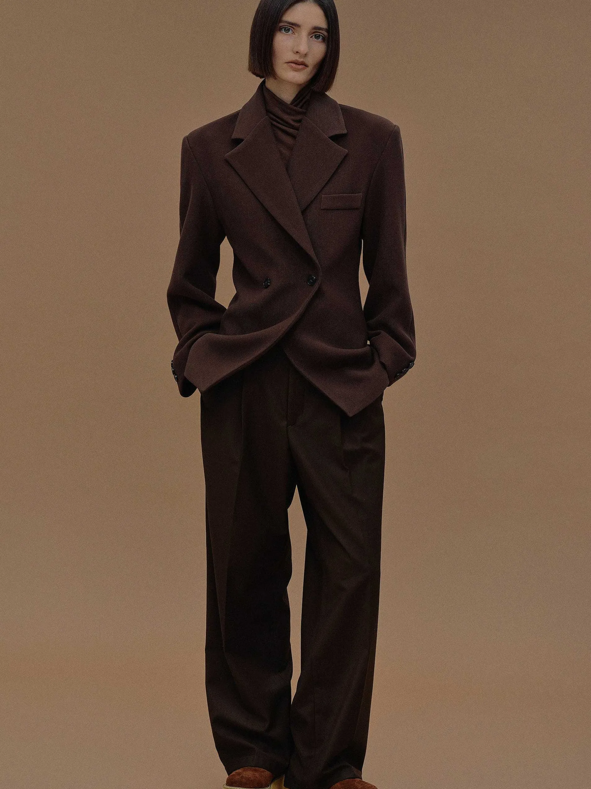 Frauen Source Unknown Oberbekleidung<Zweireihiger Blazer Mit Taillenbund Von Nangy,