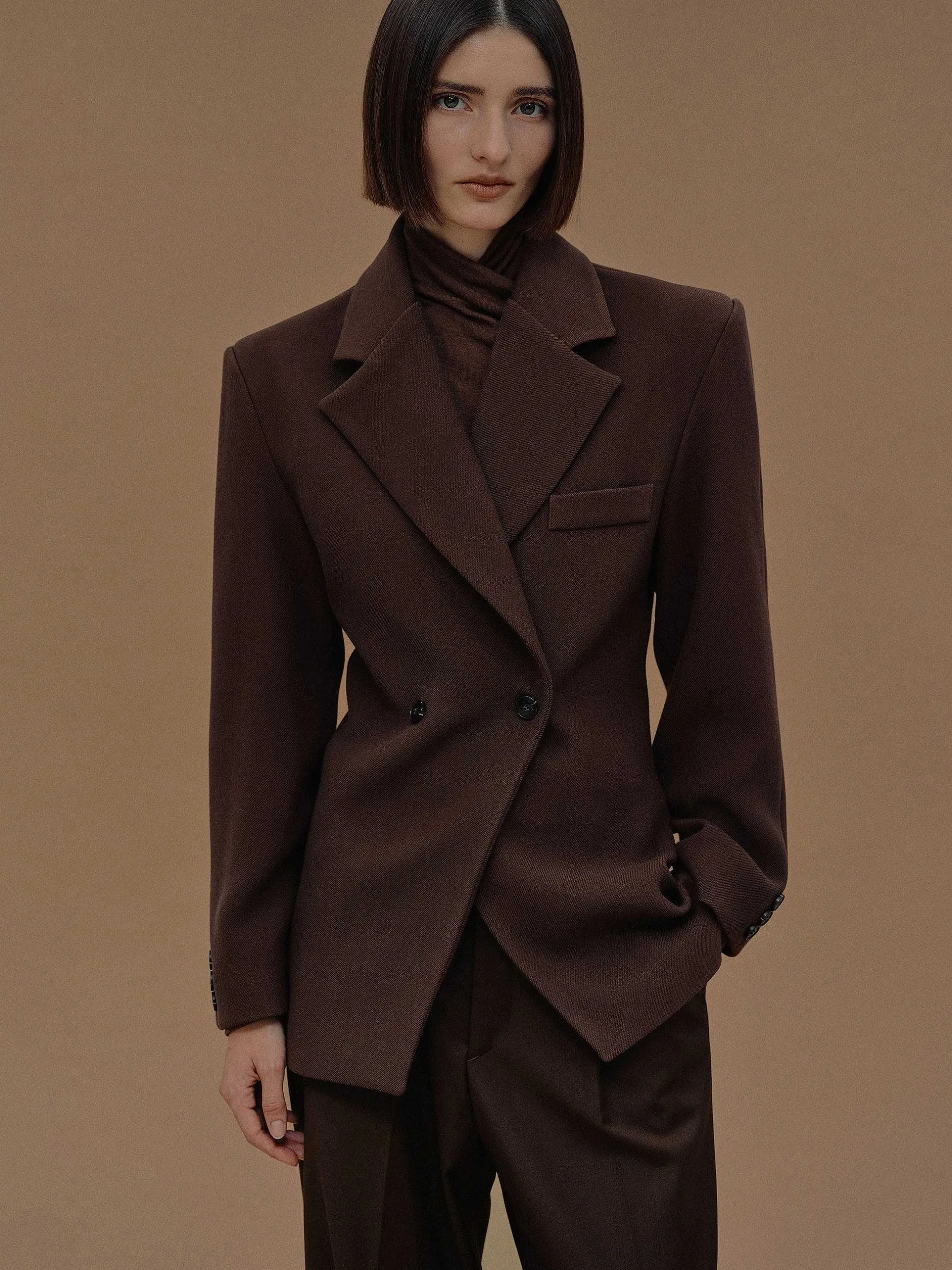 Frauen Source Unknown Oberbekleidung<Zweireihiger Blazer Mit Taillenbund Von Nangy,